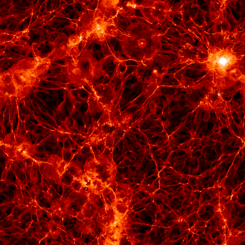Normal matter (i.e. baryons) distribution as simulated by Illustris. Image: Markus Haider / Illustris collaboration.